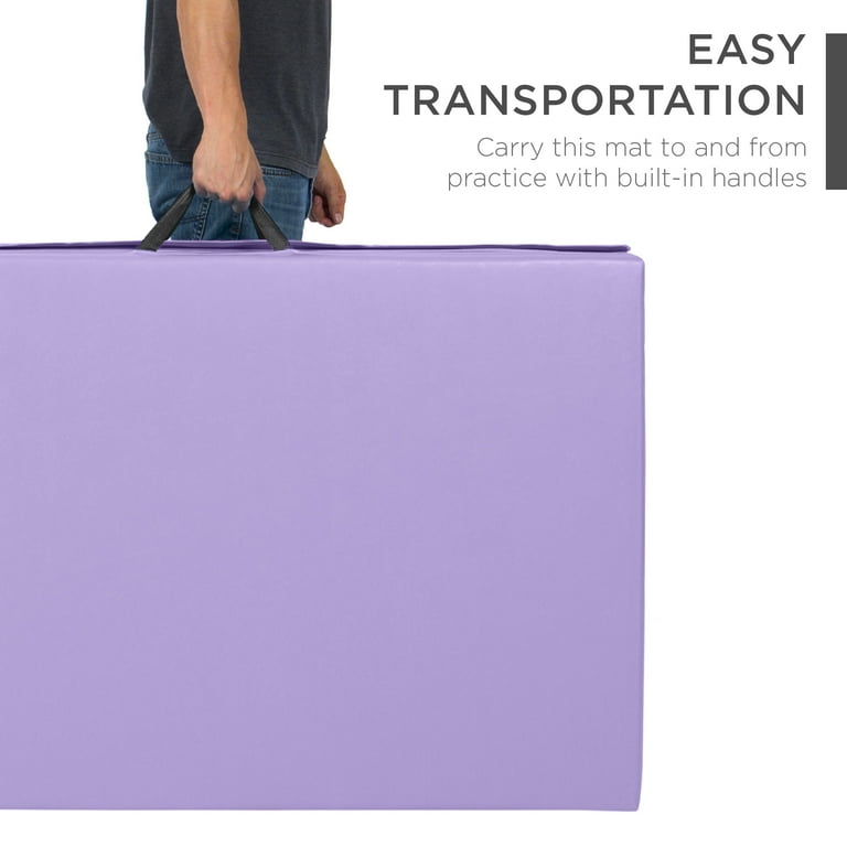Best Choice Products 10ftx4ftx2in Folding Gymnastics Mat 4 Panel Exercise Workout Floor Mats w Handles Purple