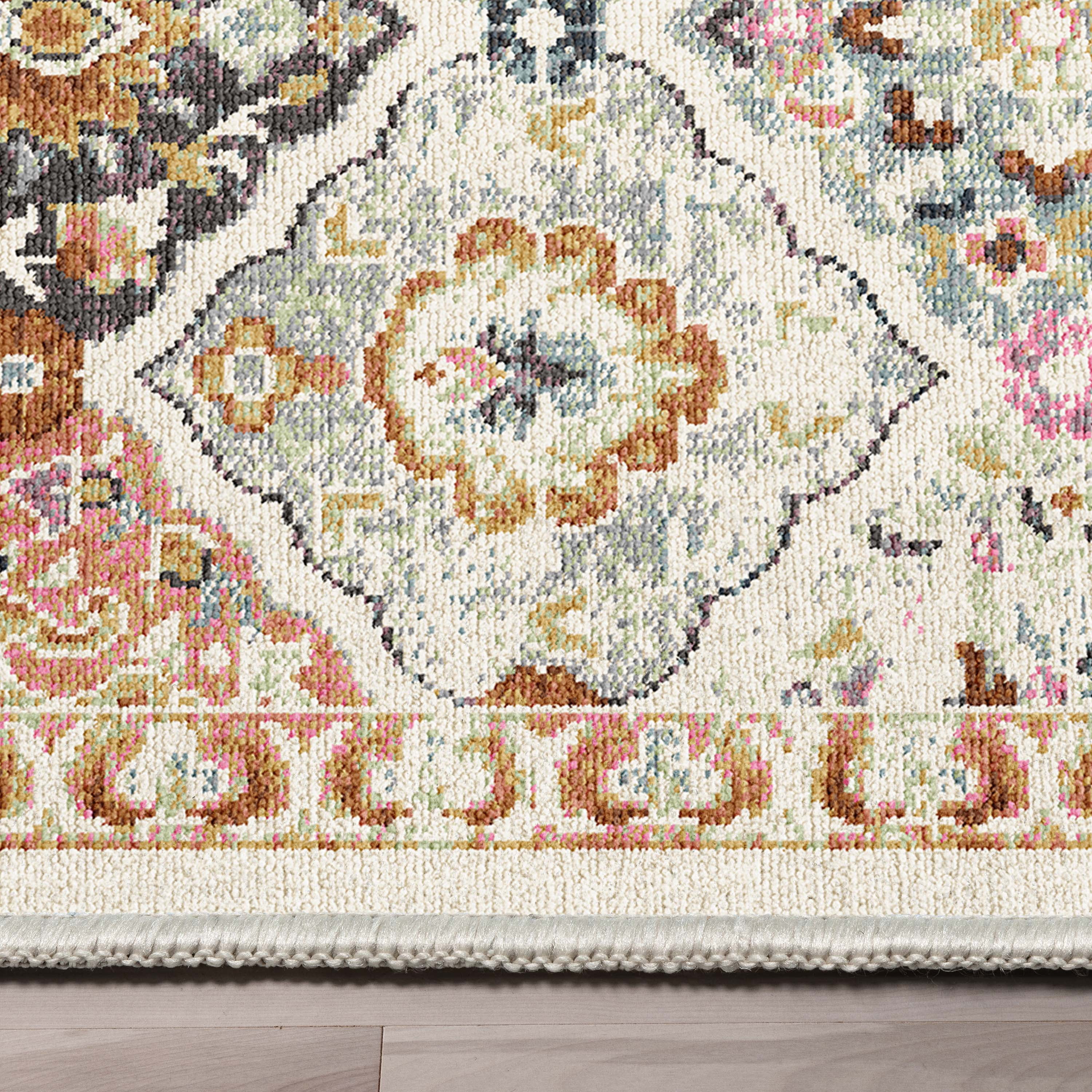 Well Woven Apollo Maeve Vintage Bohemian Geometric Multi Flat Pile Easy to Clean 5'3" x 7'3" Area Rug for Living Room Dining Room Bedroom and Kitchen