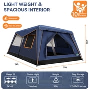 HOTEEL 8-10 Person Camping Tent, Easy Setup Waterproof Windproof Backpacking Tent with Removable Rainfly, Lightweight Portable Outdoor Family Tents for Camping, Travel, Fishing, Hiking, Dark Blue