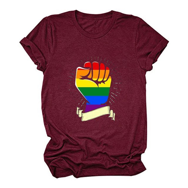 Pompotops T-Shirt Décontracté à Manches Courtes Imprimé Coloré pour Femmes