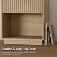 thumbnail image 5 of Joyyskill 22 Inch Fluted Nightstand, Wooden Night Stand with Large Storage Drawer & Open Shelf, Mid Century Modern Bedside Tables,Light Oak, 5 of 7