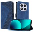 thumbnail image 2 of Wallet Case for Xiaomi Redmi Note 14 Pro Plus with Card Holder, Cash Pocket, Kickstand, Magnetic Clasp & Wrist Strap, Geometric Texture Folio Cover Blue, 2 of 5