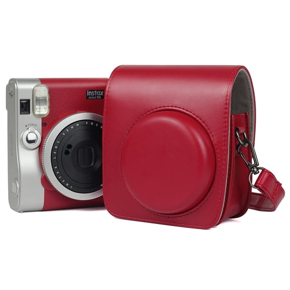 Solid Color PU Camera Bag with Shoulder Strap for Fujifilm Instax mini 90