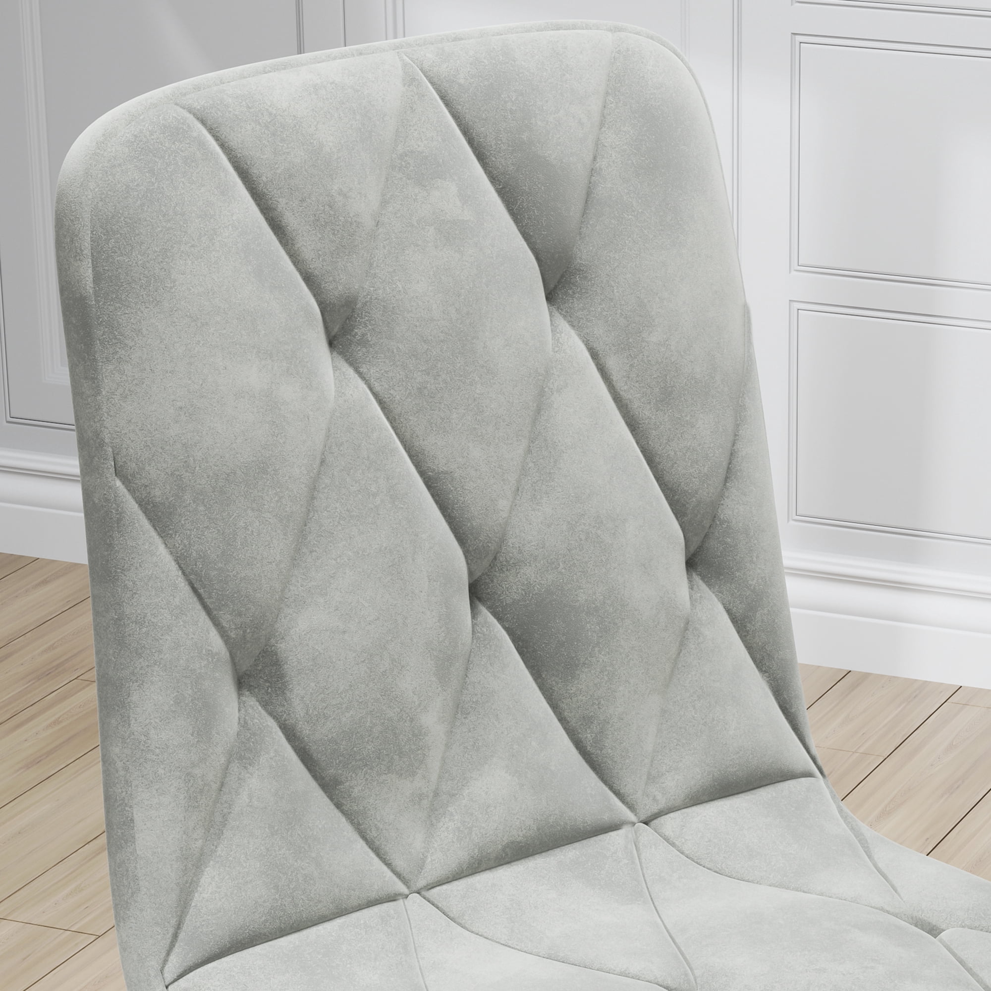 Dining Chairs Set of 4,Kitchen & Dining Room Upholstered Chairs with Metal Legs,Gray+Velvet