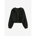 thumbnail image 2 of ZAFUL Corduroy Pocket Hooded Zip Up Jacket Black M, 2 of 5