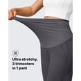 thumbnail image 3 of G4Free Maternity Pants Over The Belly Yoga Dress Work Pregnancy Pants Stretchy Lounge Wide Leg Trousers with Pockets, 3 of 7
