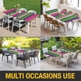 thumbnail image 5 of Rainbow Stripes Table Cloths for 6 Foot Rectangle Tables, Farmhouse Colorful Abstract Striped Patio Waterproof Elastic Fitted Tablecloths, Washable Rectangular Table Cover for Camping, 5 of 8