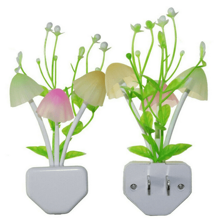 

2 Pack Romantic Colorful Sensor LED Mushroom Night Light Wall Lamp Home Decor US