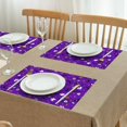 thumbnail image 3 of Purple Halloween Pattern Summer Placemats Table Placemats Set Of 4-Linen Kitchen Washable Placemats Table Mats 11.8"x17.7" Non-Slip Heat Resistant, 3 of 6
