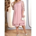 thumbnail image 2 of Women'S Plus Size 1/2 Sleeve Floral Embroidery Chiffon Wedding Guest Dress for Wedding Guest Pale Pinkish Gray XXL, 2 of 6