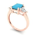 thumbnail image 2 of 2.82 ct Emerald Cut Simulated Turquoise 3 Stone 18K Rose Gold Womens Engagement Ring, 2 of 5