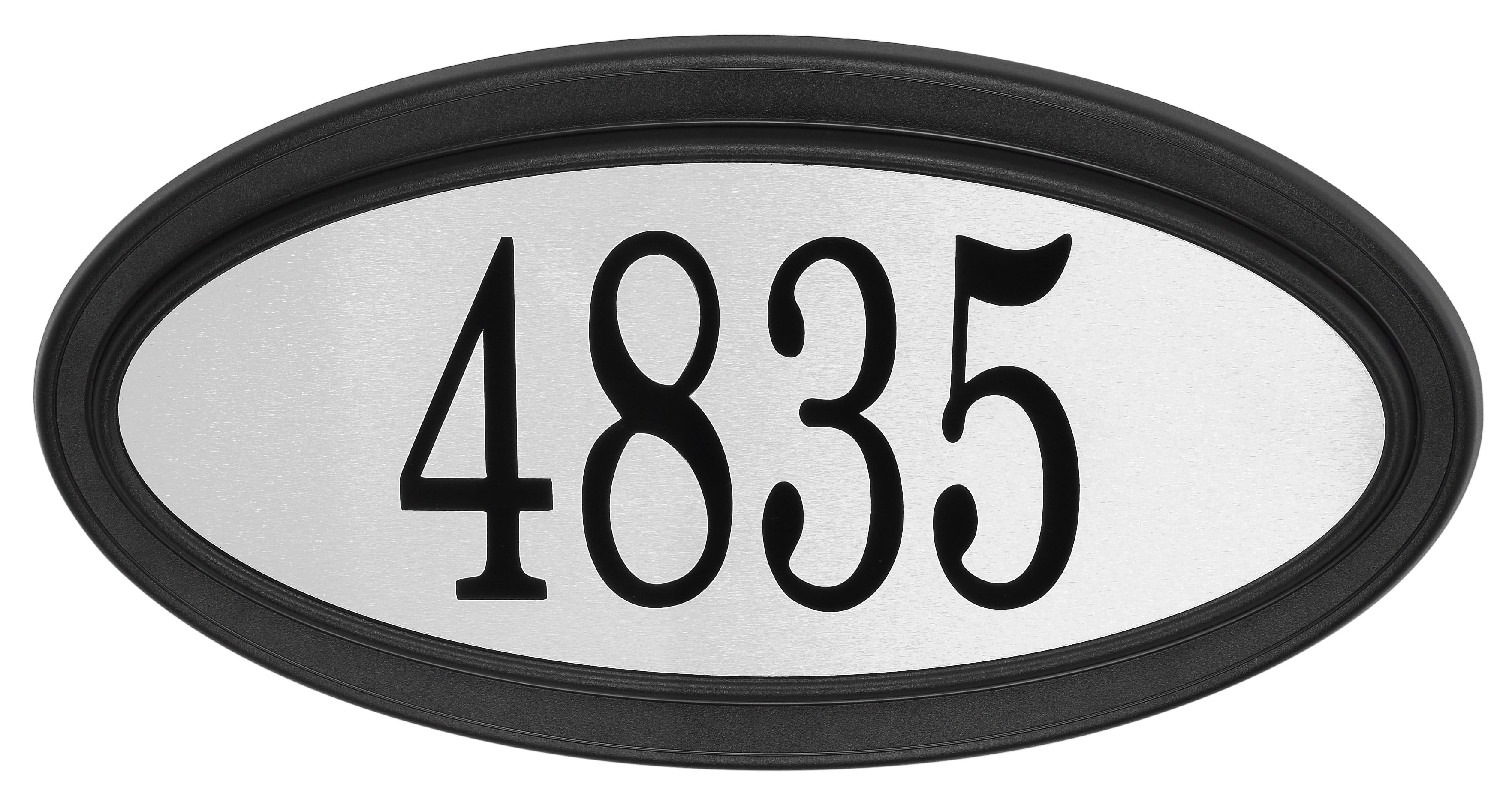 Contemporary Oval Address Plaque, Black/Stainless Steel