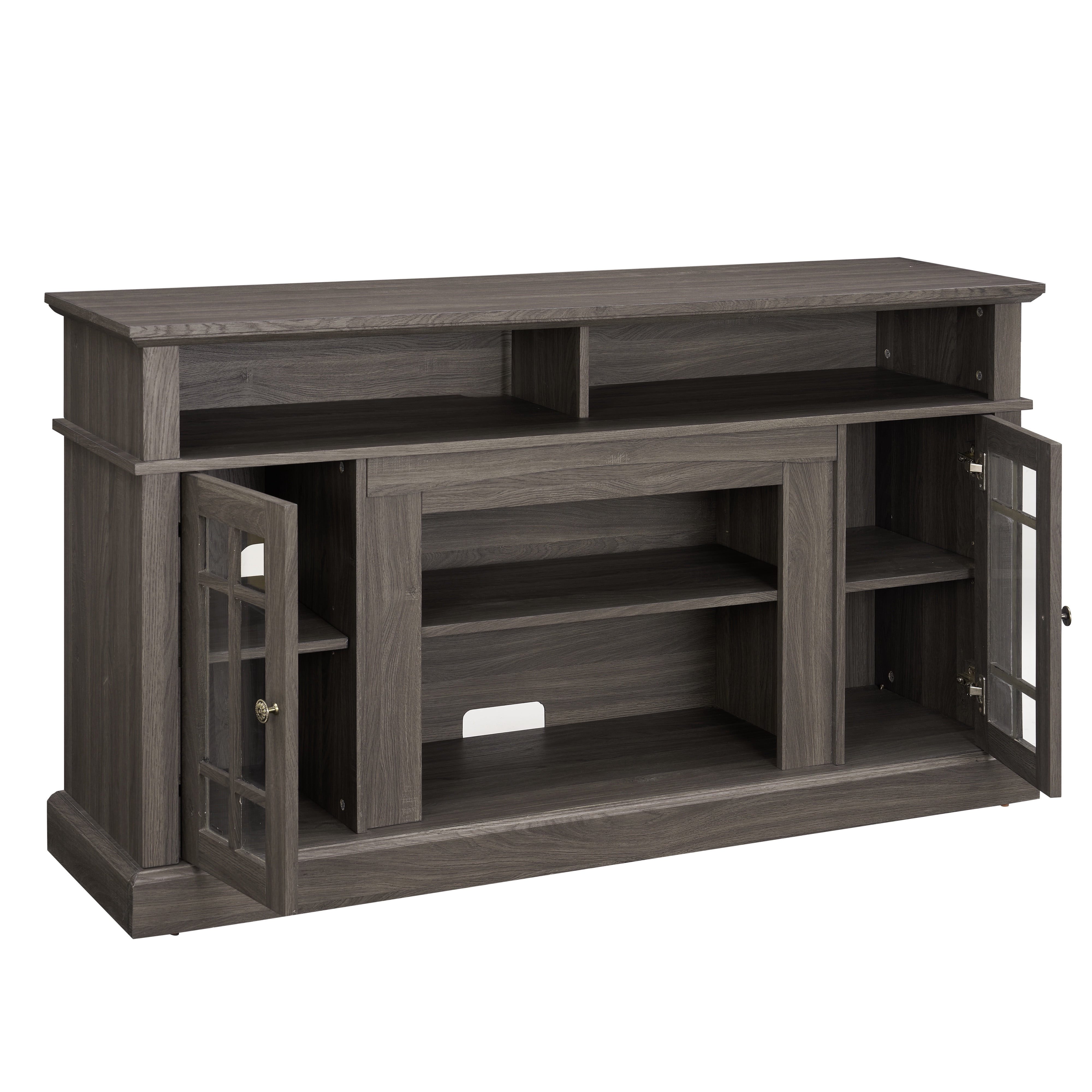 PAPROOS TV Stand for 65 Inch TV, Farmhouse Entertainment Center with 2 Doors & Adjustable Shelves, TV Console Table Media Console Cabinet for Living Room, Dark Gray