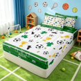 thumbnail image 3 of Manfei Soccer Sport Zipper Twin Comforter Sets with Fitted Sheet and 2 Pillowcases, Football Zipper Bedding Set, Green White Gold, 3 of 7