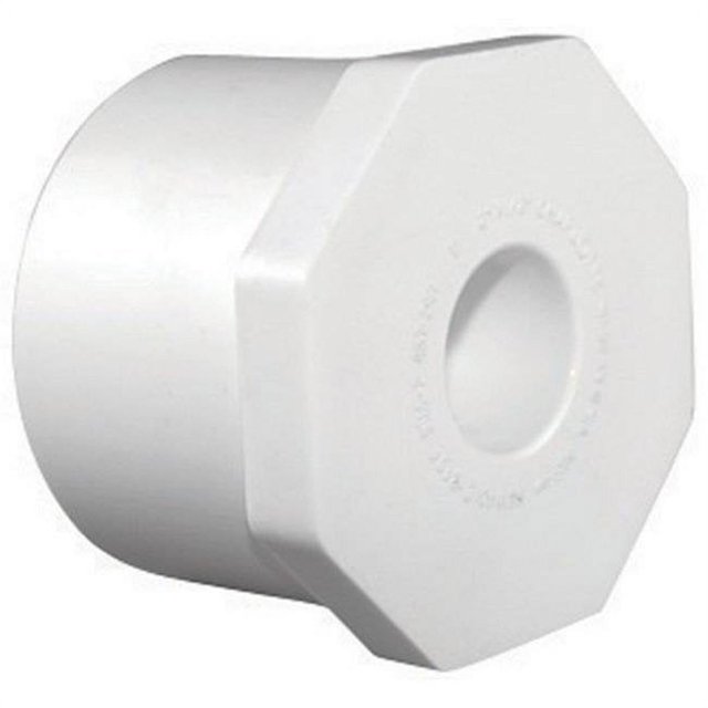 Schedule 40 Pipe Reducer Bushing, Spigot x Thread, White, 1-1/2 x 1-1/4 In. - PVC 02108 2000HA
