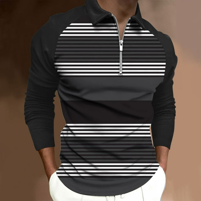 DPTALR Chemise à Col pour Hommes Imprimée Manches Décontractées Fermeture Éclair Col Rabattu Blouse