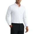 thumbnail image 4 of INSPIRE CHIC Men's Long Sleeve Button Down Solid Color Business Formal Dress Shirt S White, 4 of 4