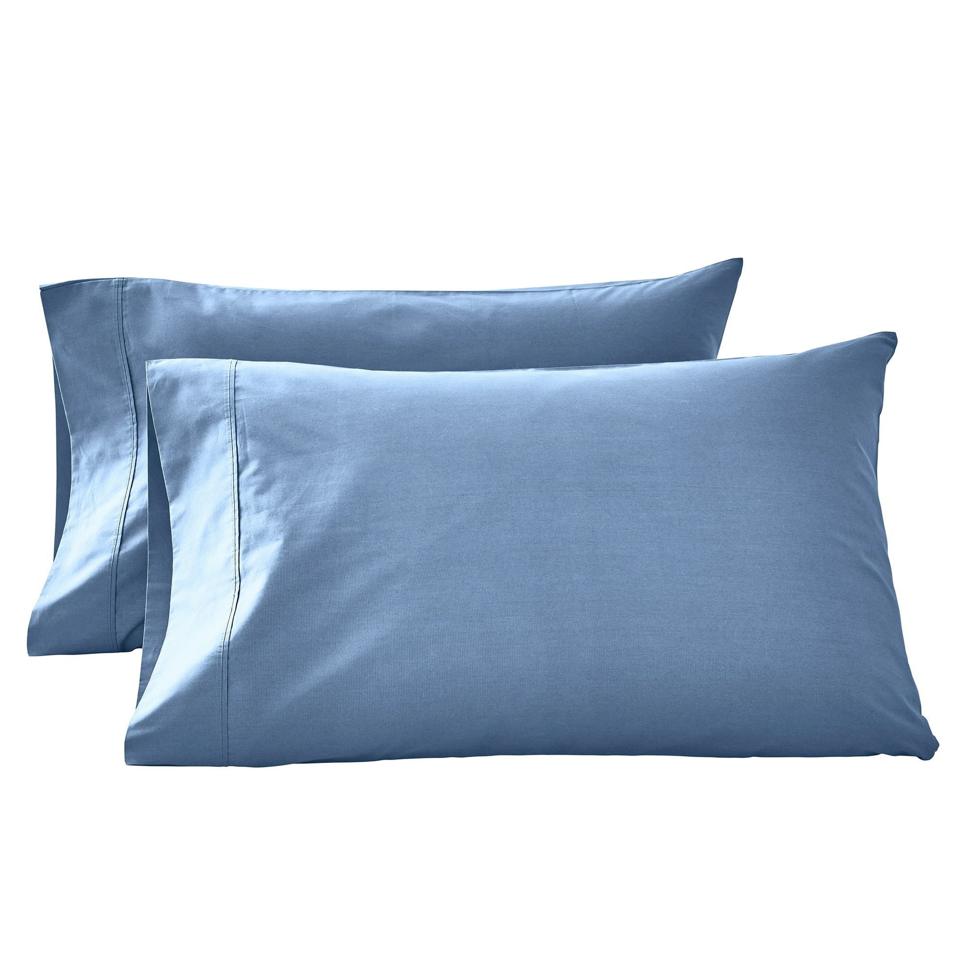 Better Homes & Gardens Cool & Crisp 300 Thread Count Cotton Percale Pillowcases, Blue Water, King, 2 Count