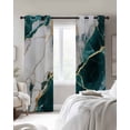 thumbnail image 3 of Marble Turquoise Blackout Curtains 72 Inches Long for Bedroom, Abstract Gold White Brick Stone Motif Thermal Insulated Room Darkening Black Out Window Curtain Panels Grommet Drapes for Living Room, 3 of 8