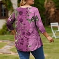 thumbnail image 2 of Débardeurs Amples Grande Taille pour Femmes, T-Shirt Décontracté Imprimé à Manches 3/4, Blouse à Col Rond pour Usage Quotidien Printemps & Été, 2 of 6