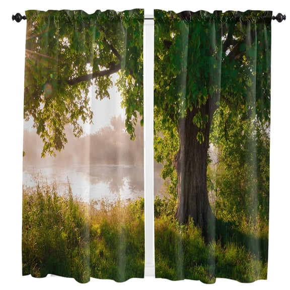 Arbor Tree Lake Landscape Curtain For Living Room Kids Bedroom Kitchen Window Curtains Home Interior Drapes