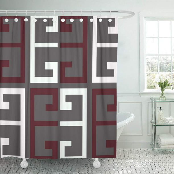 maroon and black shower curtain