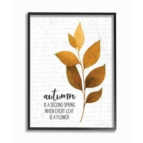 Stupell Industries Autumn Second Spring Fall Leaves Seasonal DesignFramed Wall Art By Artist Lettered and Lined