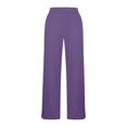 thumbnail image 6 of Women's Plus Size Yoga Long Pants, Elastic Waist Side Seam Pockets, Solid Color Side Split Hem for Gym Sports Active Daily | TruHer,Purple XL, 6 of 8