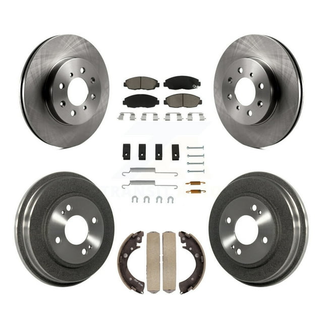 CMX Front Rear Disc Brake Rotors Ceramic Pads and Drum Kit (7Pc) for Car Honda Civic K8C-102374