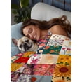 thumbnail image 3 of Spring Floral California King Size Flat Sheet, Wrinkleproof & Fadeproof Cooling Flat Bed Sheet Only, Vintage Plaid Summer Botanical Colorful Breathable Soft Bedding Top Sheets 108 x 98 Inches, 3 of 8