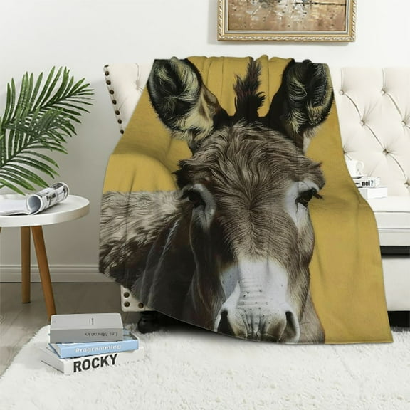 Qinduosi Donkeys Blanket Cute Animals Fleece Blanket Soft Fuzzy Plush Throw Blankets for Couch Bed