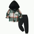 thumbnail image 3 of Kaprioy Boys Winter Clothes Toddler Baby Boy Clothes Plaid Long Sleeve Patchwork Hoodie Top + Pants 2pcs Fall Winter Outfits Set Boys Clothes Boys Outfits, 3 of 6