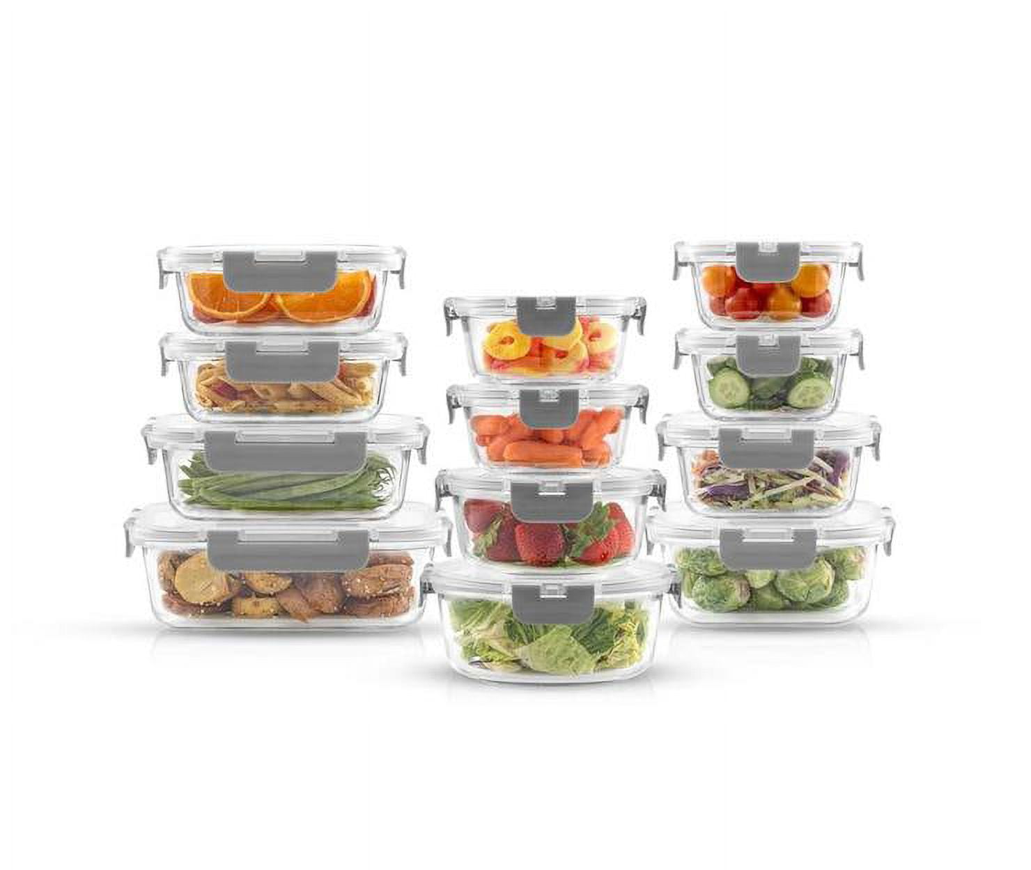 NutriChef 24-Piece Stackable Borosilicate Glass Food Storage Containers Set  (Gray) NCGLGY - The Home Depot