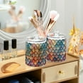 thumbnail image 3 of Yayeee 4 Pack Qtip Holder Bathroom Cotton Swab Canister with Lid Clear Dispenser Set, Blue Art Pattern, 3 of 6
