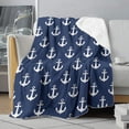 thumbnail image 2 of Anchor Sherpa Throw Blankets Blue Coastal Nautical Beach Themed Bed Blanket Cozy Home Decor Gift Blanket 50x60 Inch with 2 Pillow Covers, 2 of 6