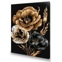 Designart Black And Gold Gladiolus II Canvas Wall Art