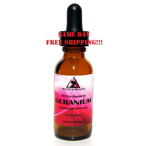 GERANIUM ESSENTIAL OIL AROMATHERAPY 100% PURE NATURAL GLASS DROPPER 1.0 OZ 30 ML