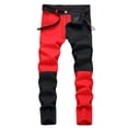 thumbnail image 1 of adviicd Cargo Jeans for Men Men's Slim Fit Ripped Jeans Skinny Distressed Stretch Denim Pants Watermelon Red,30, 1 of 4