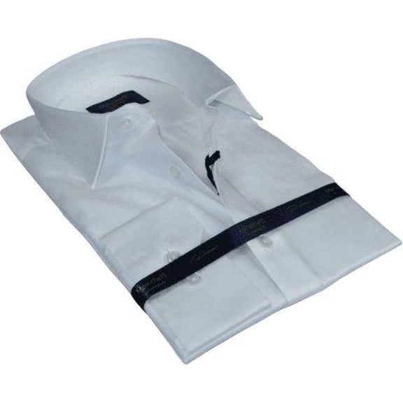 Men 100% Cotton Shirt Manschett Quesste Turkey Slim Fit 6042-07 White Fancy