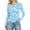 #002-Light Blue, variant on Cutuoiiu Women's Casual Crewneck Long Sleeve Floral Printed Stylish Prints Tunic Tops Gifts