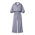 thumbnail image 5 of Lounge Sets for Women 2 Piece Sweatsuits Striped Long Sleeve Lapel Tops and Wide Leg Pants Fall Two Piece Outfits Set, 5 of 9