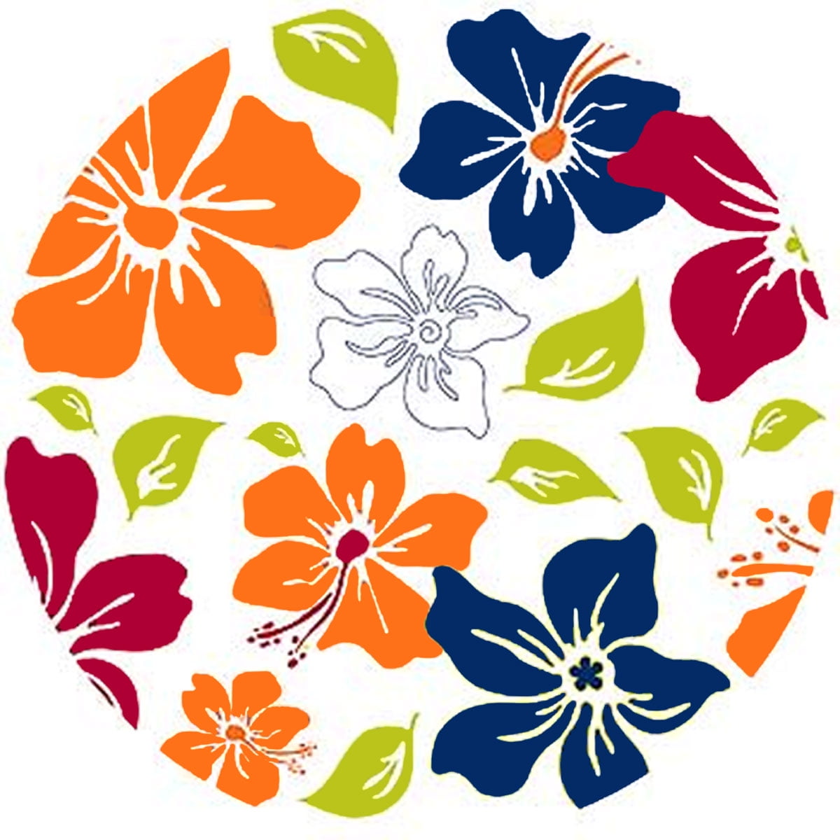 Tropical Flower Circle SelfStick 5pc Wall Accent Stickers