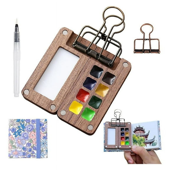 Travel Paint Palette, Travel Ready Paint Palette Bundle, Mini Watercolor Travel Paint Palette with Clip, for Travel