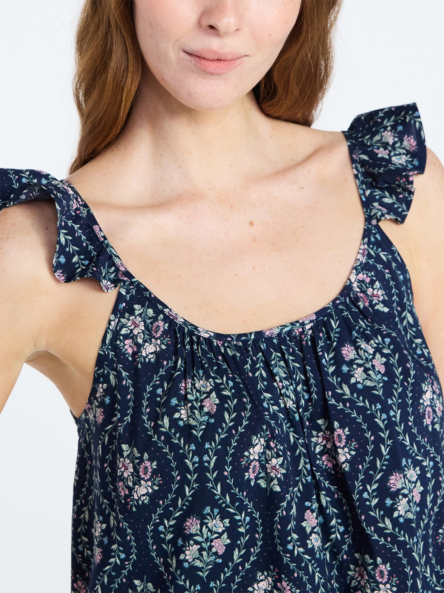 Joyspun Women's Woven Sleep Cami and Shorts Set with Ruffle, 2-Piece, Sizes XS-3X