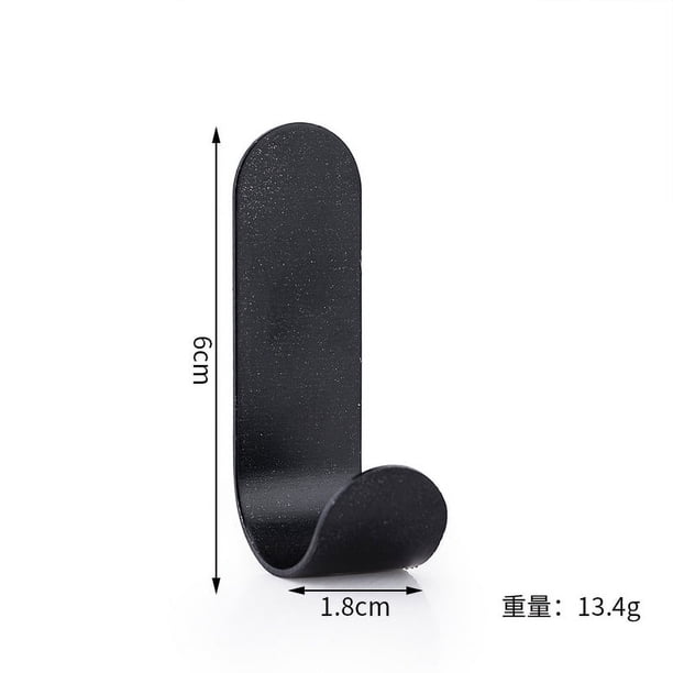 Zhuge Gancho de acero inoxidable sin perforar de 12 piezas, gancho para abrigos para puerta de baño de dormitorio, gancho para abrigos para colgar (negro, en forma de J)