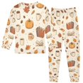 thumbnail image 2 of FORMRS Long Sleeve Top and Pants Pajama Set for Niños 2-Piece Sleepwear, Sizes 18M-8Y, Fall Beige Pumpkin, 2 of 6