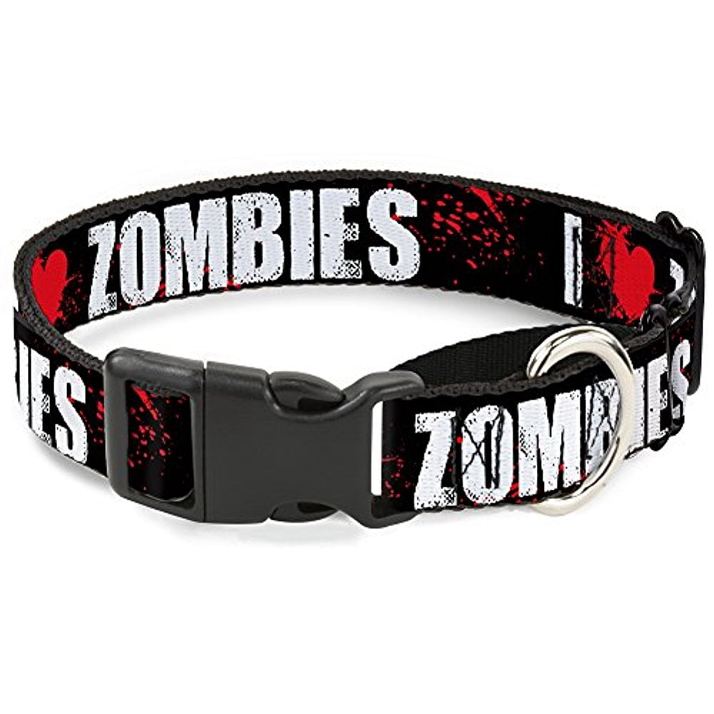 Buckle-Down MGC-W30949-L I "Heart" Zombies Bold Splatter Black White Red Martingale Dog Collar
