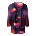 thumbnail image 4 of Outfmvch oversized tshirts for women workout tops for women Love Heart Grahic Christmas Shirts 3/4 Sleeve Blouse Tunic Tshirts heart sweater for women Three Quarter Sleeve Valentines Tops Purple 2XL, 4 of 4