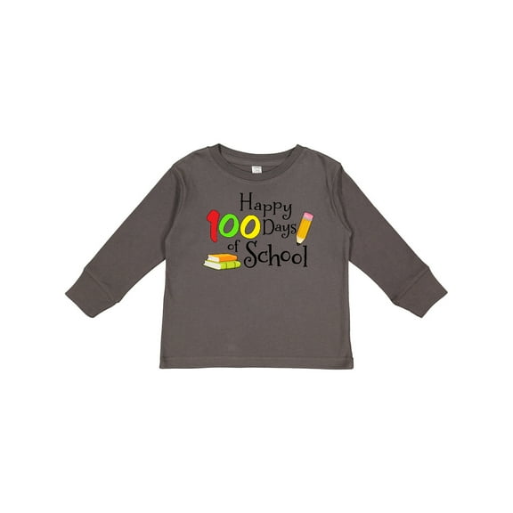 Inktastic Happy 100 Days of School Pencil and Books Boys or Girls Long Sleeve Toddler T-Shirt