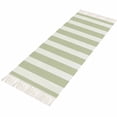 thumbnail image 4 of Sage Green Striped Hallway Runner Rug 2'x6', Modern Farmhouse Sage Green White Stripes Washable Entryway Rug with Tassels, Woven Cotton Laundry Room Rugs Long Carpet for Bathroom Sink Foyer Bedroom, 4 of 9